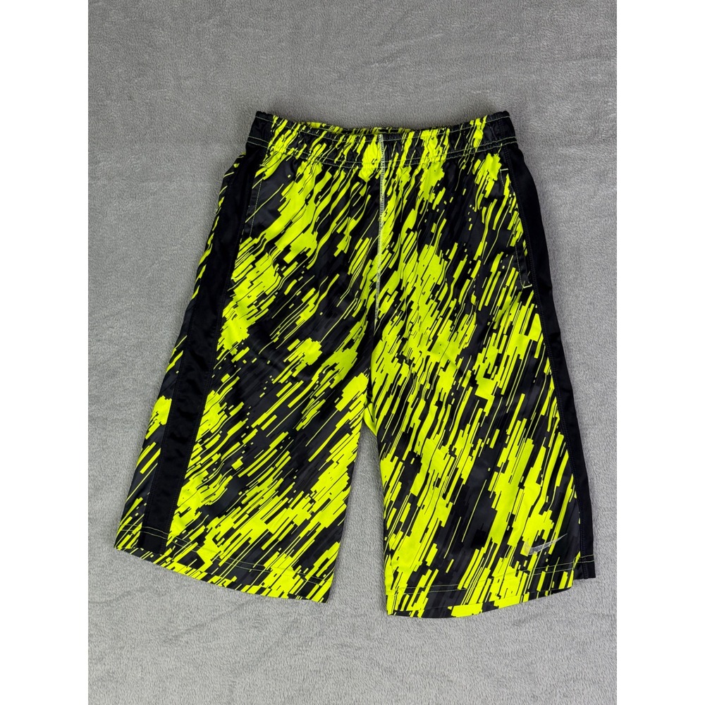Nike Dri-FIT Basketball Shorts Mens XL Neon Yellow Black Glitch 634395-702